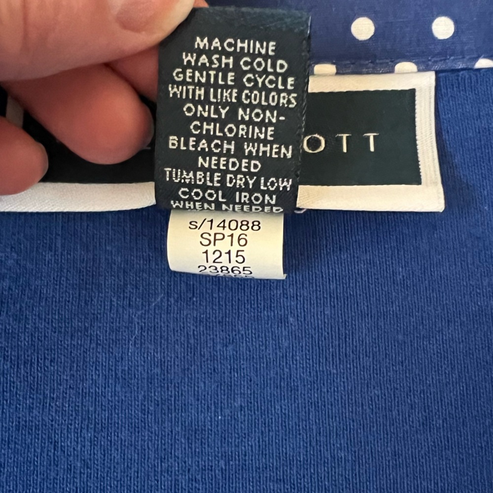 Blue Polka Dot Collar Women's Top - Picture 7 of 10